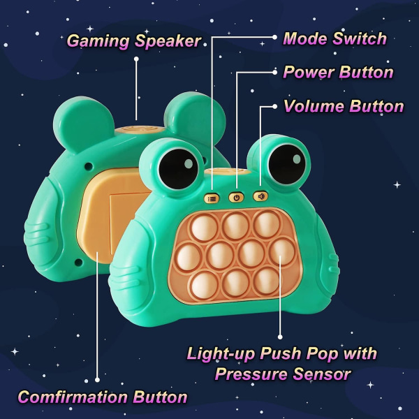 Elektroninen Light-up Pop Quick Push -pelikonsoli Fidget Toys Poppet Sensoriset Lelu Push Pop Kuplalelu Stress relief pulmapeli lapsille Green