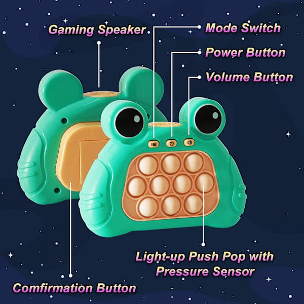Elektronisk upplyst pop quick push spelkonsol fidget leksaker poppet sensorisk leksak push pop bubbla leksak stressavlastning pusselspel för barn Green
