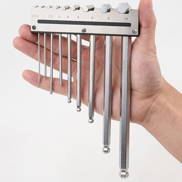 Opbevaringsstativ til 0,5 mm unbrakonøgler, 120 × 16 × 30 mm, sølv