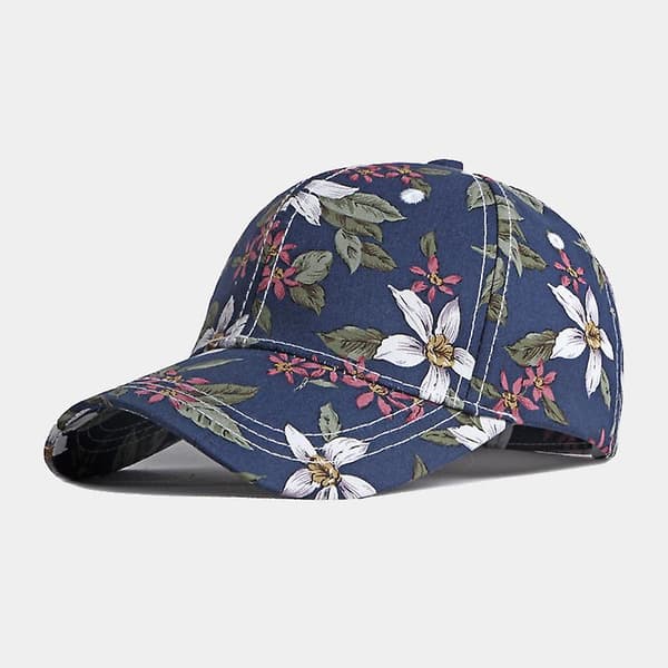 Wabjtam Dame Blomster Baseball Cap Bomull Blad Blomster Trykt Lue Myk Strapback, 1 stk