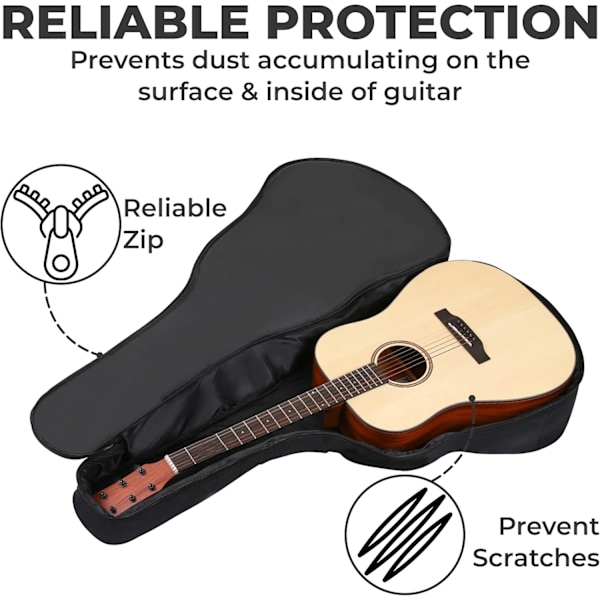 Vattentät gitarrväska, gitarrfodral, justerbar rem gitarrväska dammsäker ryggsäck bärbar resa, svart