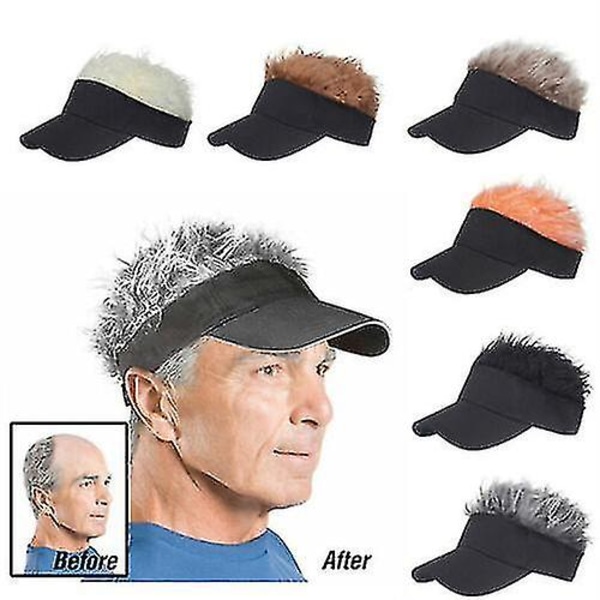 Golf Baseball Cap Med Falskt Hår Cap Solskärm Roliga Toupee Hattar Herr Spikad Black