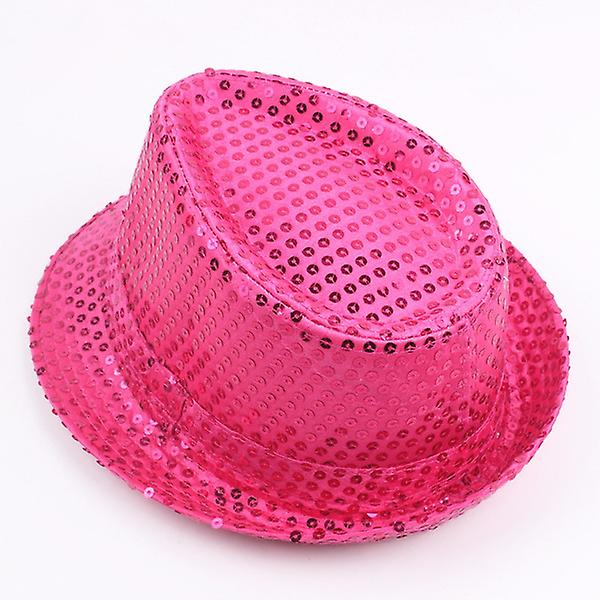 Paljett Jazzhatt Mössor Unisex Bowler Magiska Hattar Blinkande Ljus Gul