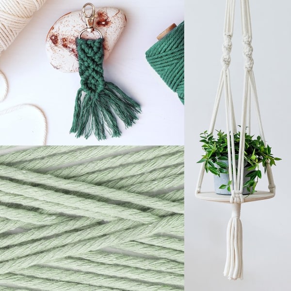 3 färger Macrame Garn, Macrame Rep 3mm X 100m Naturlig Macrame Bomullsgarn, Naturlig Bomullsgarn Flätad Rep DIY Gobeläng, Växt Hantverk Present Dekoration