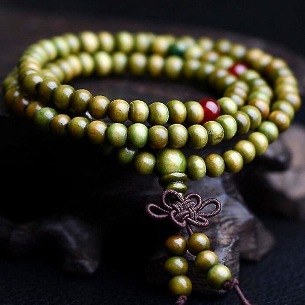 Sandelträ tibetansk buddhism Mala Sandal Bön Pärlor 108 pärlor Armband Halsband Green