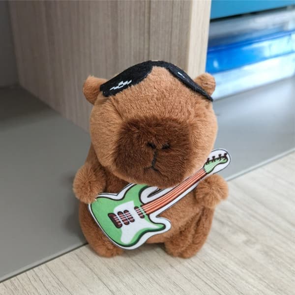 Gitarr Capybara Plyschleksak Tecknad Marsvin Hänge Mjukt Gosedjur Orange