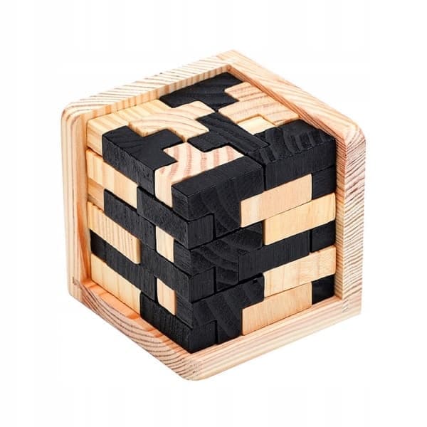 Puinen IQ-pulmapeli, 3D - Kuutio - Musta Monivärinen