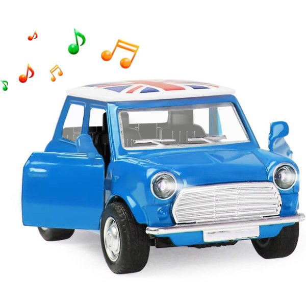 Minileksaksbilar Light-up och Musical Pull Back Frition Billeksak Klassisk formgjuten bilmodell Pedagogiska leksaker för barn 3+ (blå)