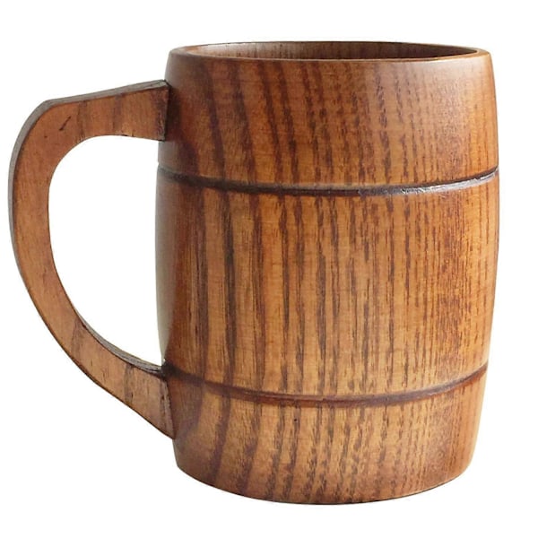 500 ml handgjorda retro bruna trämuggar med handtag för varma drycker