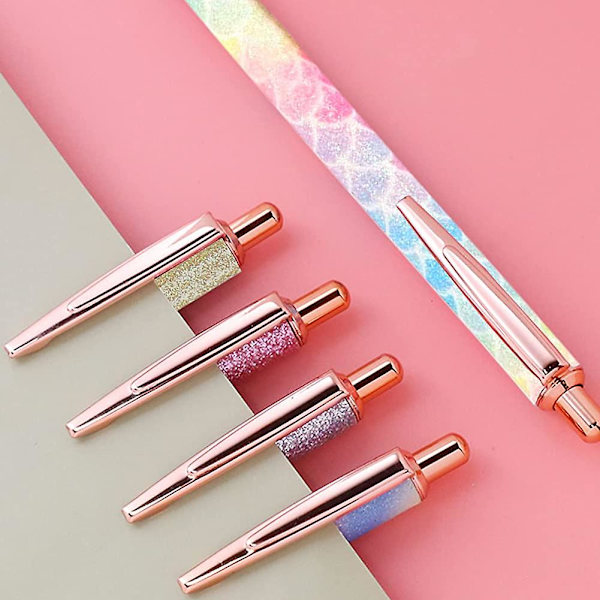 5 kpl kuulakärkikyniä, Crday Bling Metalliset kuulakärkikyniä, Crday Glitter Retractable Pretty