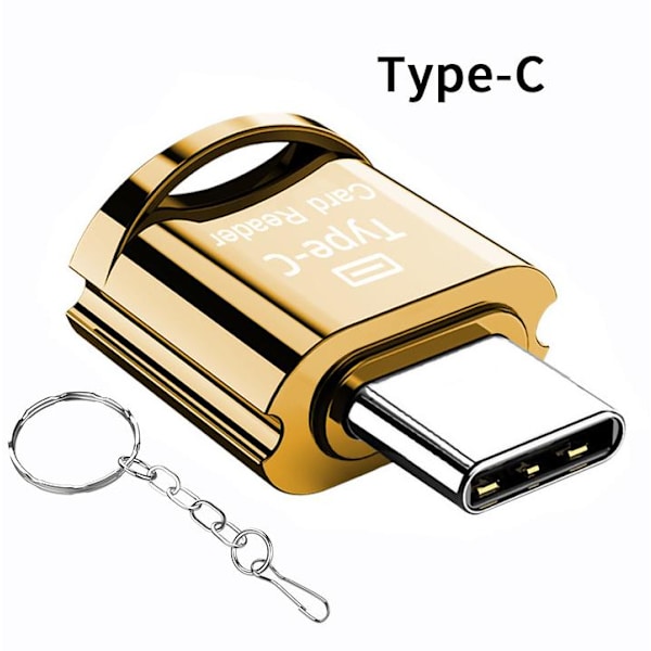 Type-C/Micro USB/Lightning mini-matkapuhelinkortinlukija, nopea TF-kortti OTG-kortinlukija Type-C Gold
