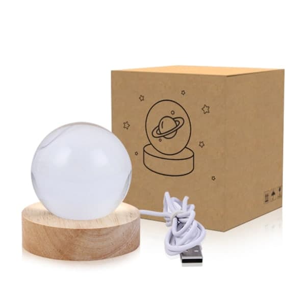 3D solsystem krystallkule nattlysfigur Lampo solar system