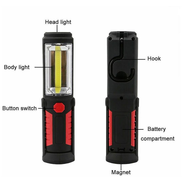 Rechargeable LED Work Light with Magnetic LED Flashlight Cordless COB Inspection Lamp