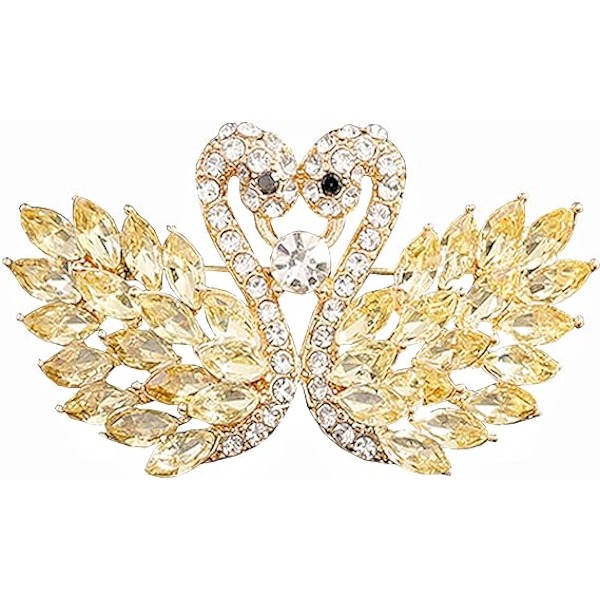 Kukka-nauha rintaneula, Vintage Elegantti ainutlaatuinen kristallirintaneula, Muotitimantti rintaneula, Pin Badges, Tarvikkeet, Timantti rintaneula(Keltainen joutsen)
