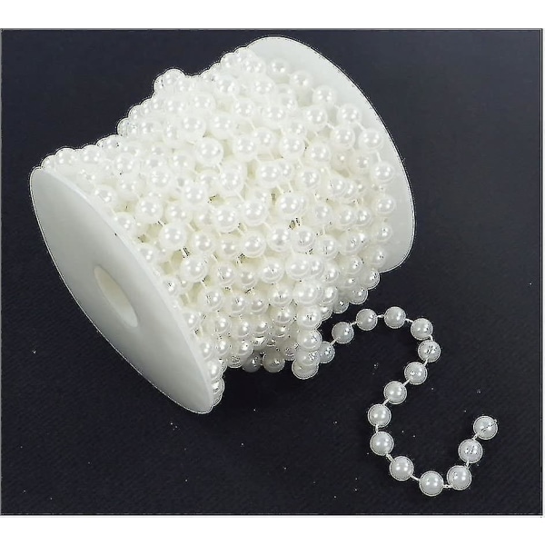 Sepkina Perlenband Perlenkette Perlengirlande Perlenschnur Weihnachten Advent Hochzeit Deko Tischdeko Meterware 6mm (s-p8-01-white-10m) (0,90/m) (hy)