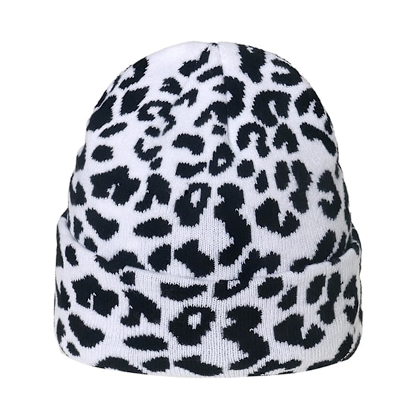 Studentmössa Leopardmönster Varm Höst Vinter Tjock Stretchig Mössa för Utomhusbruk Leopard Print