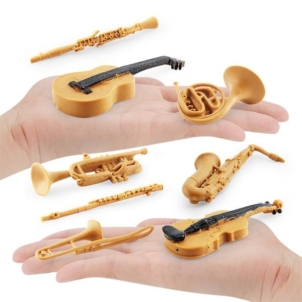 8 stk. Simuleret Musikinstrument Sæt Horn Trombone Fløjte Klarinet Saxofon Violin Guitar Model Statiske Desktop Ornamenter Børn Uddannelsesmæssige Legetøj