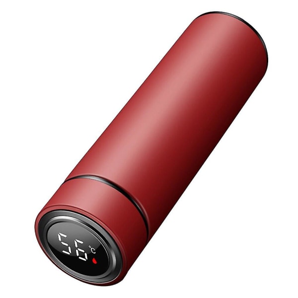 500 ml Smart Insulation Cup tyhjiöpullo termos 304 ruostumatonta terästä minimalistinen vesipullo LCD digitaalinen näyttö kannettava kuppi Red