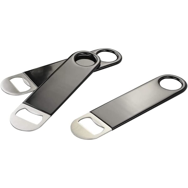 Bartender Flasköppnare, Bar Blade, Öppnare för Öl, 3-pack av Professionell Kvalitet: Gummibelagd, Rostfritt Stål.