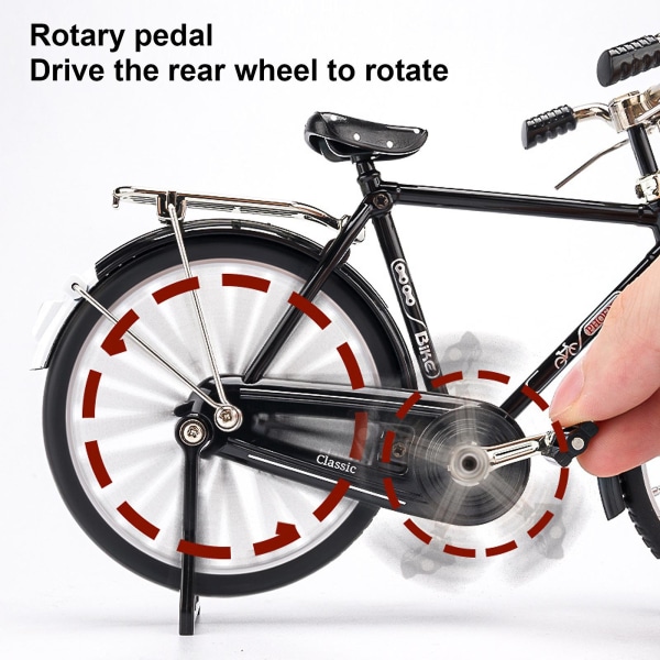 1:10 Mini Cykel Model Skala Kit Finger Bike Modeller Legetøj Retro gør-det-selv DIY black