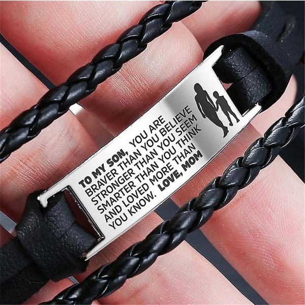 To My Son Bracelets Courage Inspirational Wristband Leather Wristband Birthday