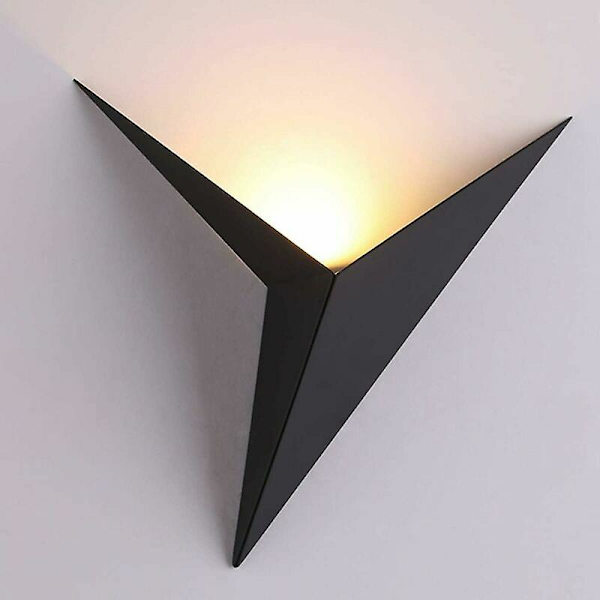3W LED innervägglampa, kreativ triangulär form svart vägglampa varmvit modern metall