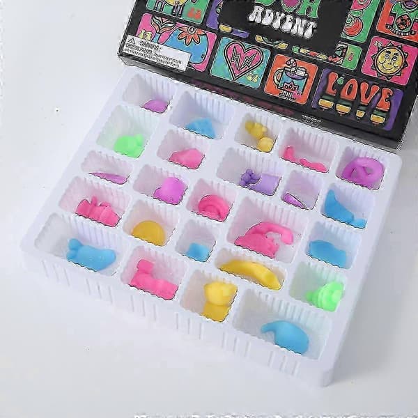 Julekalender 2026 til børn Mini Squishys Legetøj Nedtællingskalender med søde Mini Klemmelegetøj Gave GMg B