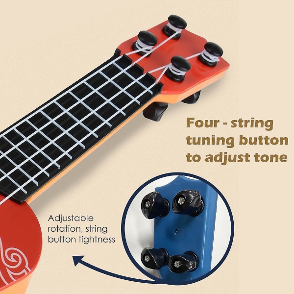 Minigitarr för baby nybörjare klassisk miniukulelegitarr pedagogisk musikinstrumentleksak för barn tidig utbildning Blue