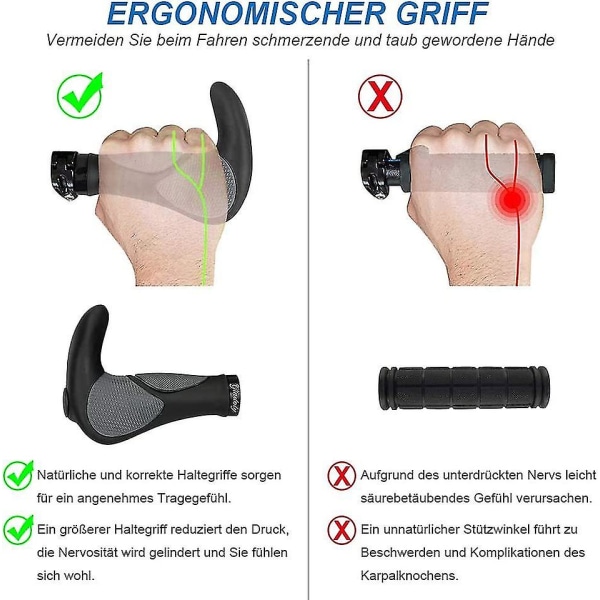 Ergonomiske sykkelhåndtak for alle sykler - Håndtak for perfekt grepsikkerhet, sklisikre sykkelhåndtak, styre