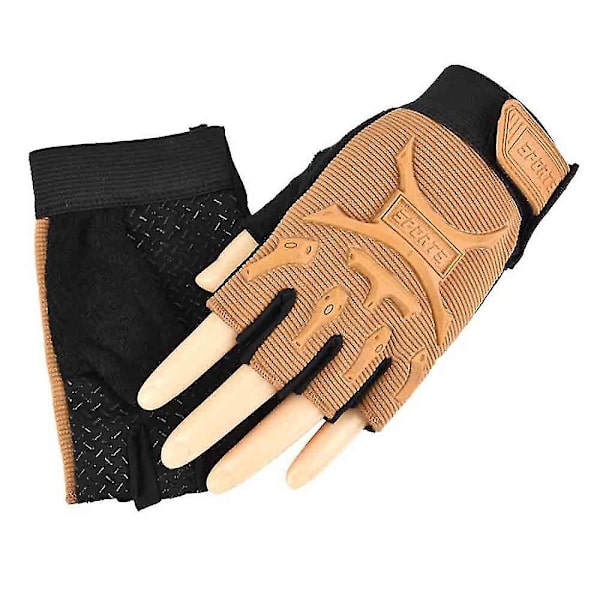 Barn utomhus sport halvfinger halkfria andningsbara handskar 7 to 12 years old Sand color