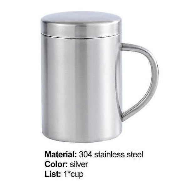 Vattenmugg Portabel Dubbelväggig Rostfri Stål Resetermos med Lock för Hemmet silver 400 ml