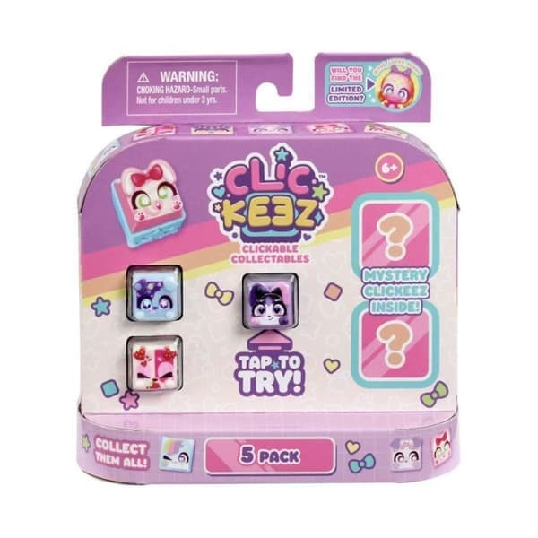 Goliath - CLICKEEZ Multipack Serie 5 Søde Nøglering Klemmelegetøj - Stresslindrende Nøglering Legetøj - Sensorisk ASMR Effekt Legetøj - 30+ Sæt tilfældige 5 stk.