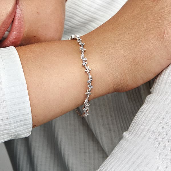 Pandora - Kimalteleva Galaxy -rannekoru - Sterlinghopea 7.9in/20cm