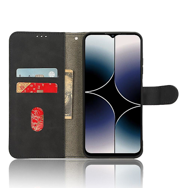 För Ulefone Note 16 Pro Stativ Plånbok Mobiltelefonfodral Hudkänsla PU Läder + TPU Telefonfodral Black