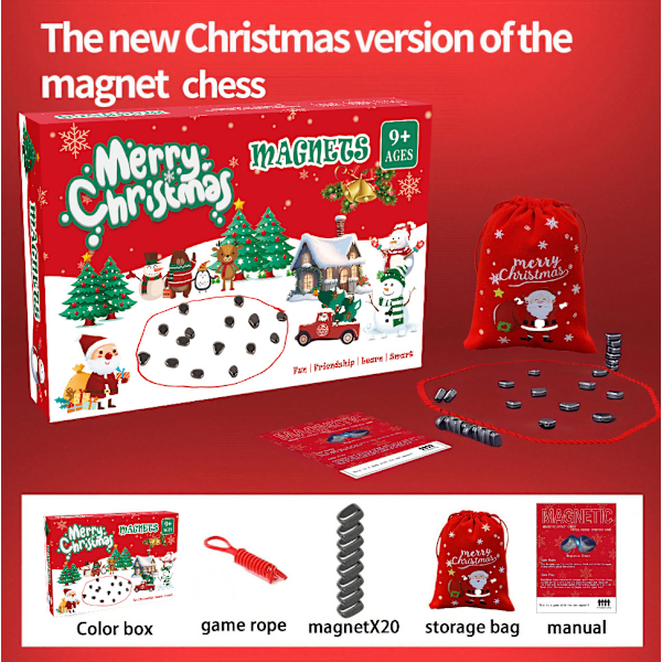Magnetisk skakspil - 2024 nyt familiespil - Sjovt magnetisk brætspil puslespil strategispil julegave til børn Christmas