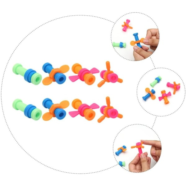 Liten fingerleke blyanttopp: 8st Plast Fingertop Colorful