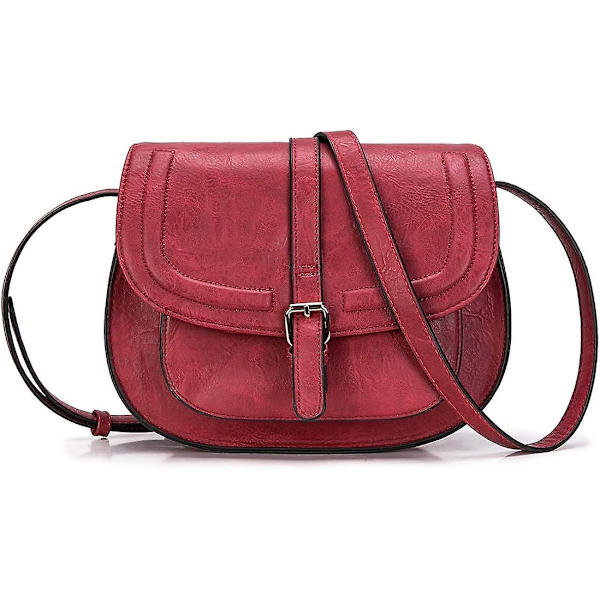 Naisten crossbody-laukku, pieni laukku ja olkalaukku, vintage-satulalaukku, vegaaninahkaa big red