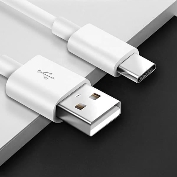 USB-C-kabel, 0,25 m, 2A, hvit hvit 0,25 m