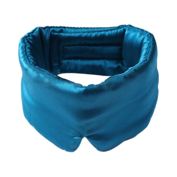 Unisex mask för nattsömn, mörkläggningsmask för ögon, sömnmask i siden med klistermärken (blå)
