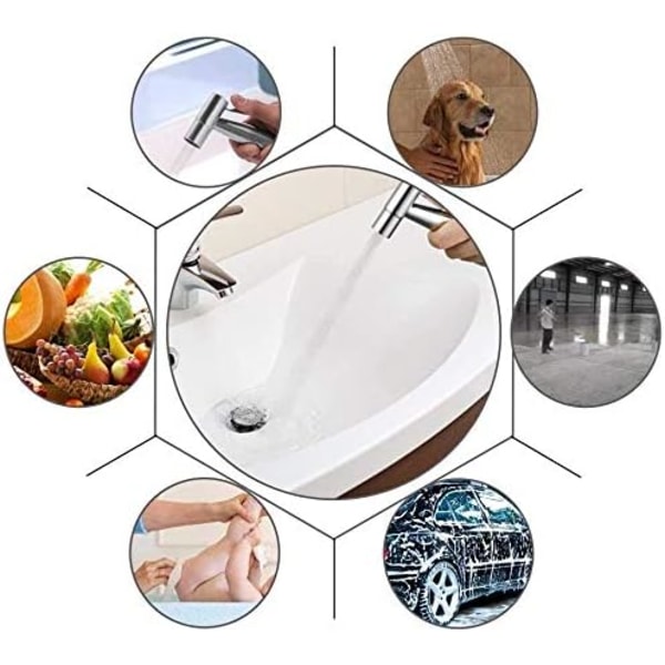 Håndholdt bidet-sprayer i rustfritt stål, børstet nikkel, spraydyser for baderom, bleievask, bærbar, rustfri dusjsprayerhode for personlig hygiene