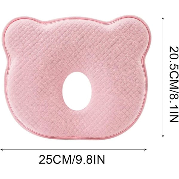 Babykudde spädbarns minnesskum rese kudde hjälper till att förebygga och behandla platt huvud syndrom minnesskum babykudde anti platt huvud Pink
