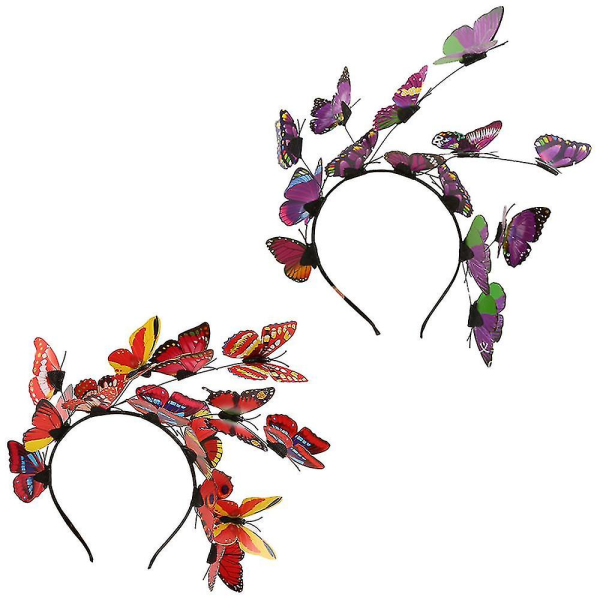 Vinterkampagne,sommerfuglepandebånd, Glitter Sommerfuglfascinatorhat Elegant hårbøjle til kvinder kostume teselskabsartikler