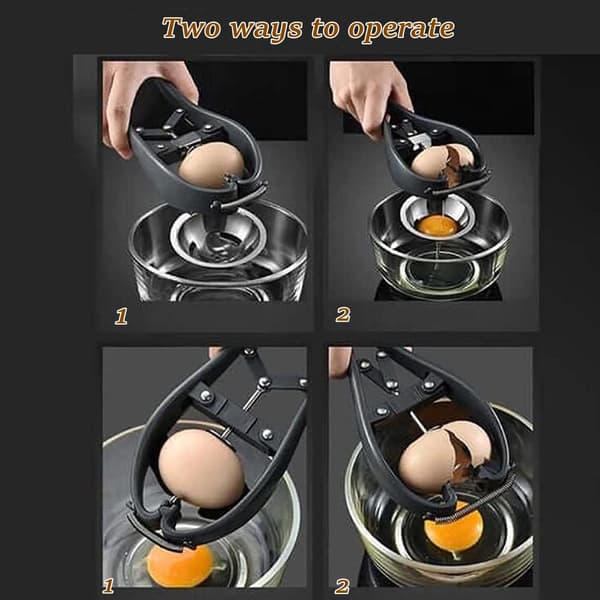 Multifunksjonell to-i-ett eggåpner, rustfritt stål eggåpner, rå eggeseparator håndholdt eggåpner enkel eggeskallskutter