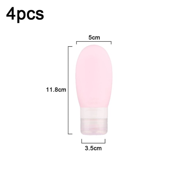 4 kpl silikageeli-alapullotus, kannettava kosmeettinen alapullotus 60ml pink