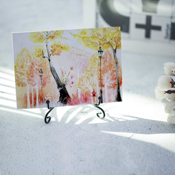 4-pack järndisplayställ, svart järnstaffliplatta display fotohållare stativ, visar fotoramar, kokböcker, dekorativa tallrikar, surfplattor och konst 4 inch