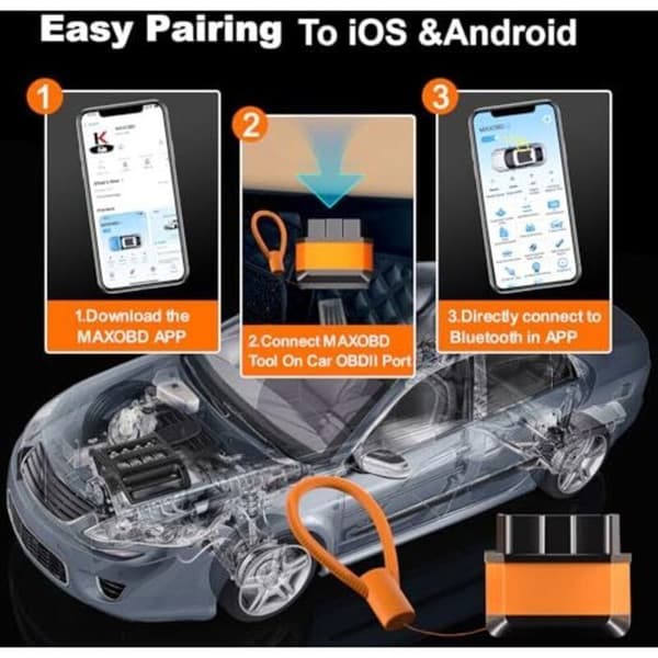 OBD2 bildiagnoseverktøy med Bluetooth 5.2, OBD2 diagnoseadapter for biler, multimerke bildiagnoseverktøy (fransk versjon)