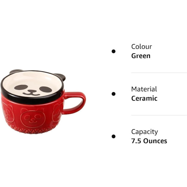 Söt Mugg med Lock, Djur Kaffe Te Kopps Underlägg Set, Födelsedag Examenspresenter Alla Hjärtans Dag Mors Dag Påsk Jul Presenter (Panda)
