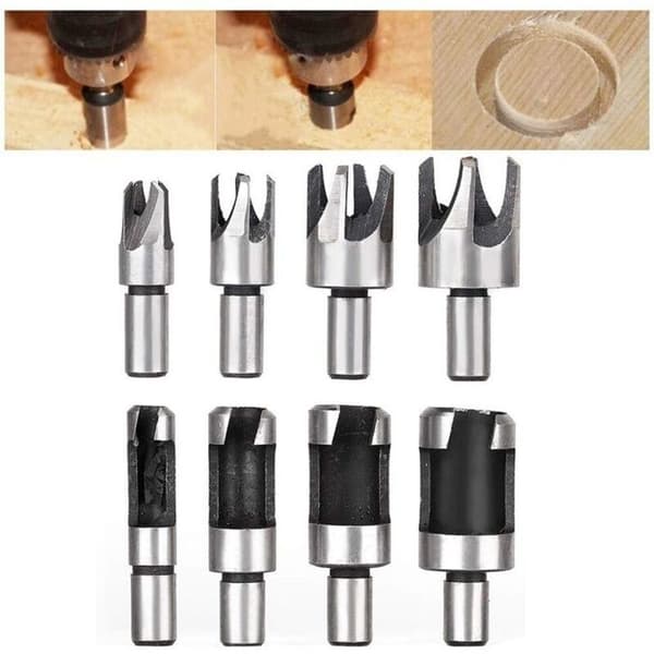 st/set Kolstål Träpluggfräs 10mm Rund Skaft Borr Tillbehör