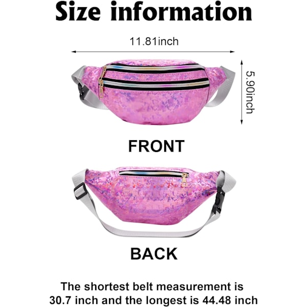 2-pack Holografisk midjeväska, glänsande midjeväska, vattentät neonbältesväska, festival rave bumbags, vattentät höftväska för resor, fester, sport, löpning, vandring