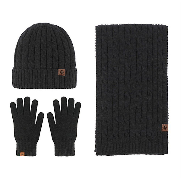 Dam vinter varm mössa pekskärm handskar och halsduk set black
